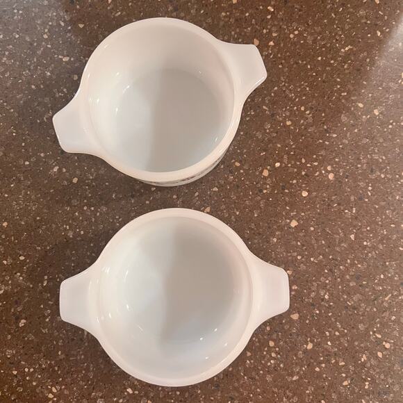 Dynaware Pyr-O-Rey Pyrex Milk Glass Brown Daisy Casserole Bowl Dish X 2 Vintage - Picture 4 of 5